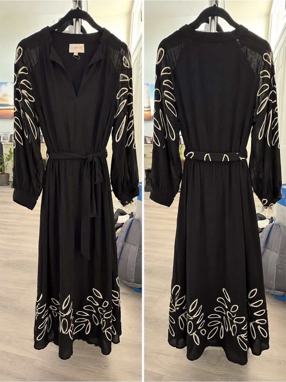 Ciebon black embroidered midi dress